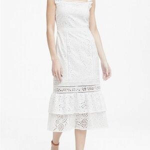 Banana Republic White Eyelet Midi‎ Dress Size 4 Women’s